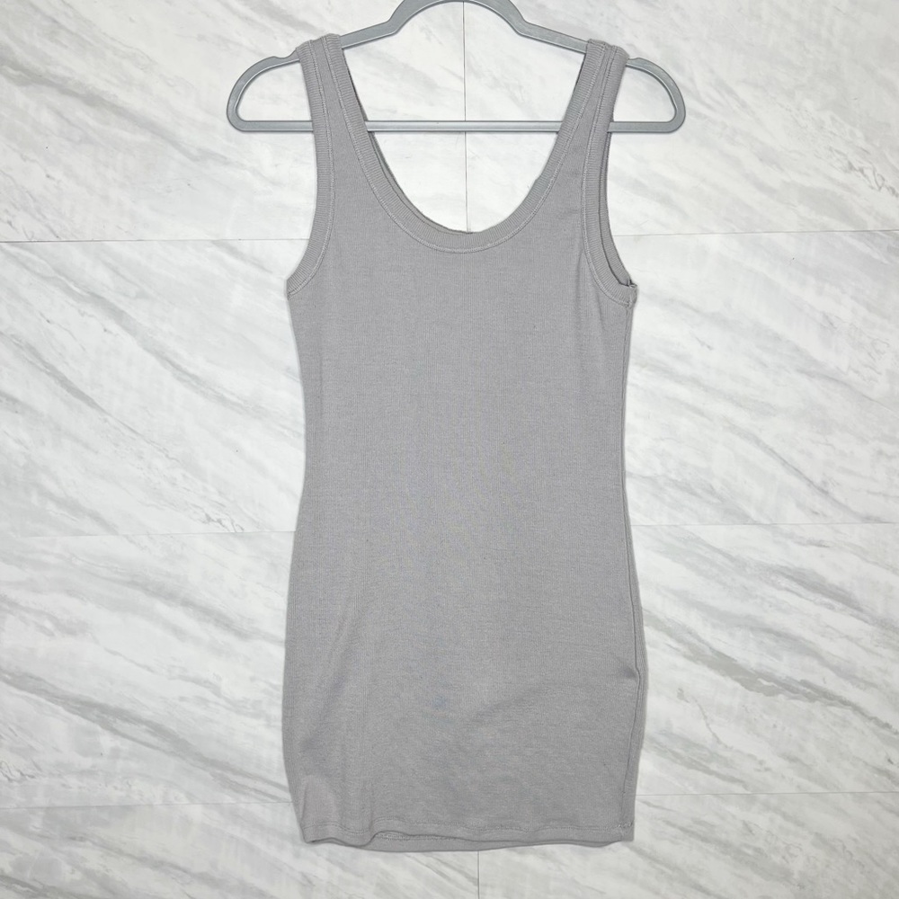 Mahina Ribbed Bodycon Grey Mini Dress Large
